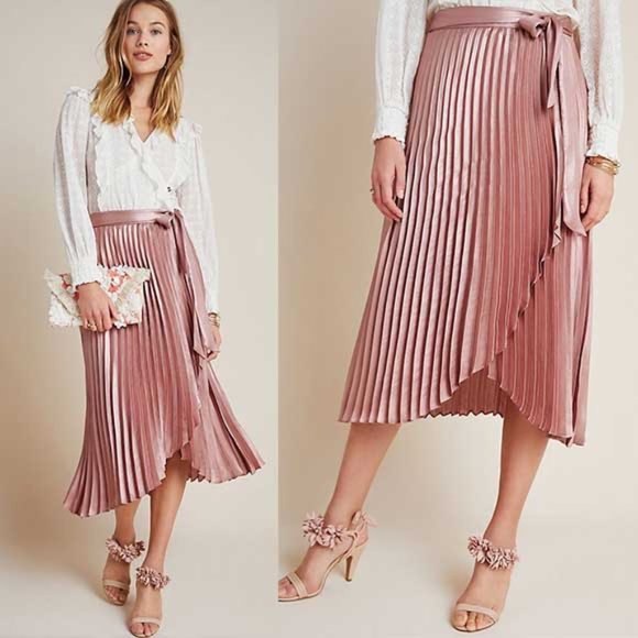 Anthropologie Dresses & Skirts - Anthropologie Paulina Pleated Midi Skirt in Pink 4